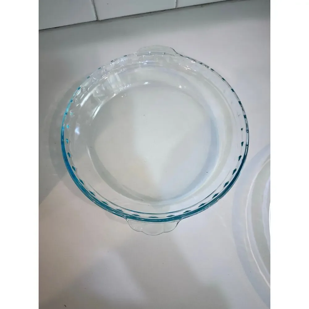 Pyrex Glass Round Shallow Quiche Flan Pie Baking Dish Fluted